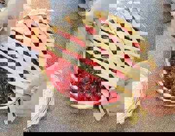 Twee handen vlechten de linzenvlaai