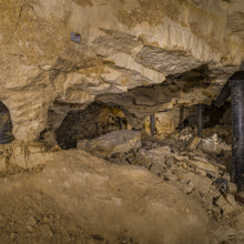 Foto onder de grond in een vuursteenmijn