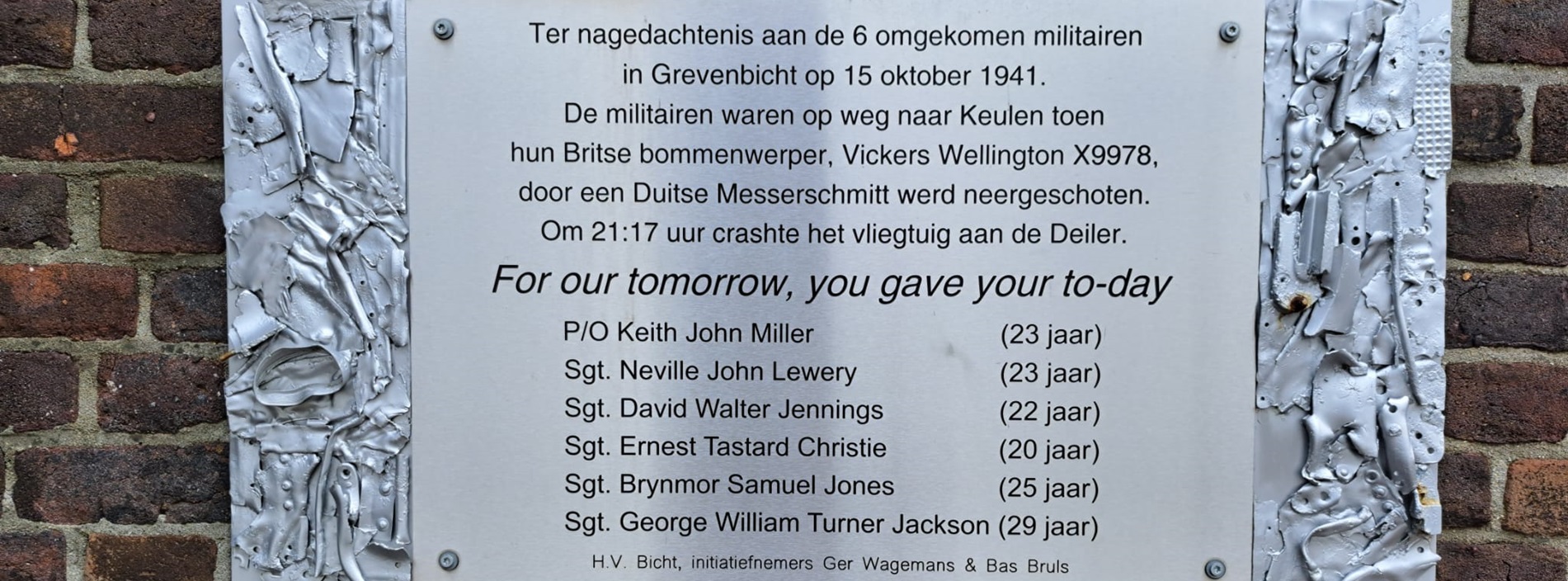 Plaquette gesneuvelden Vickers Wellington X9978 